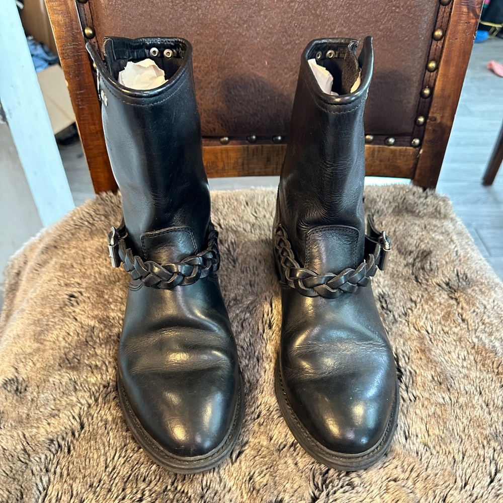 Golden Goose GGDB Deluxe Black Biker Boots With Braided Buckle, Size 40 - Picture 2 of 13